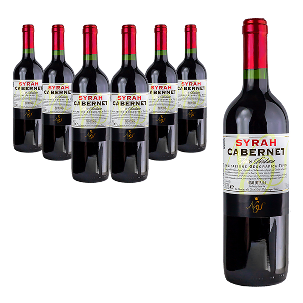 Высококачественное итальянское красное вино Сицилия Syrah Cabernet 75 cl