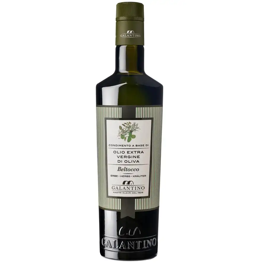 Natural Flavored Extra Virgin Olive Oil And Beltocco Herbs Glass Bottle 500 Galantino for dressing and cooking 500ml Italy