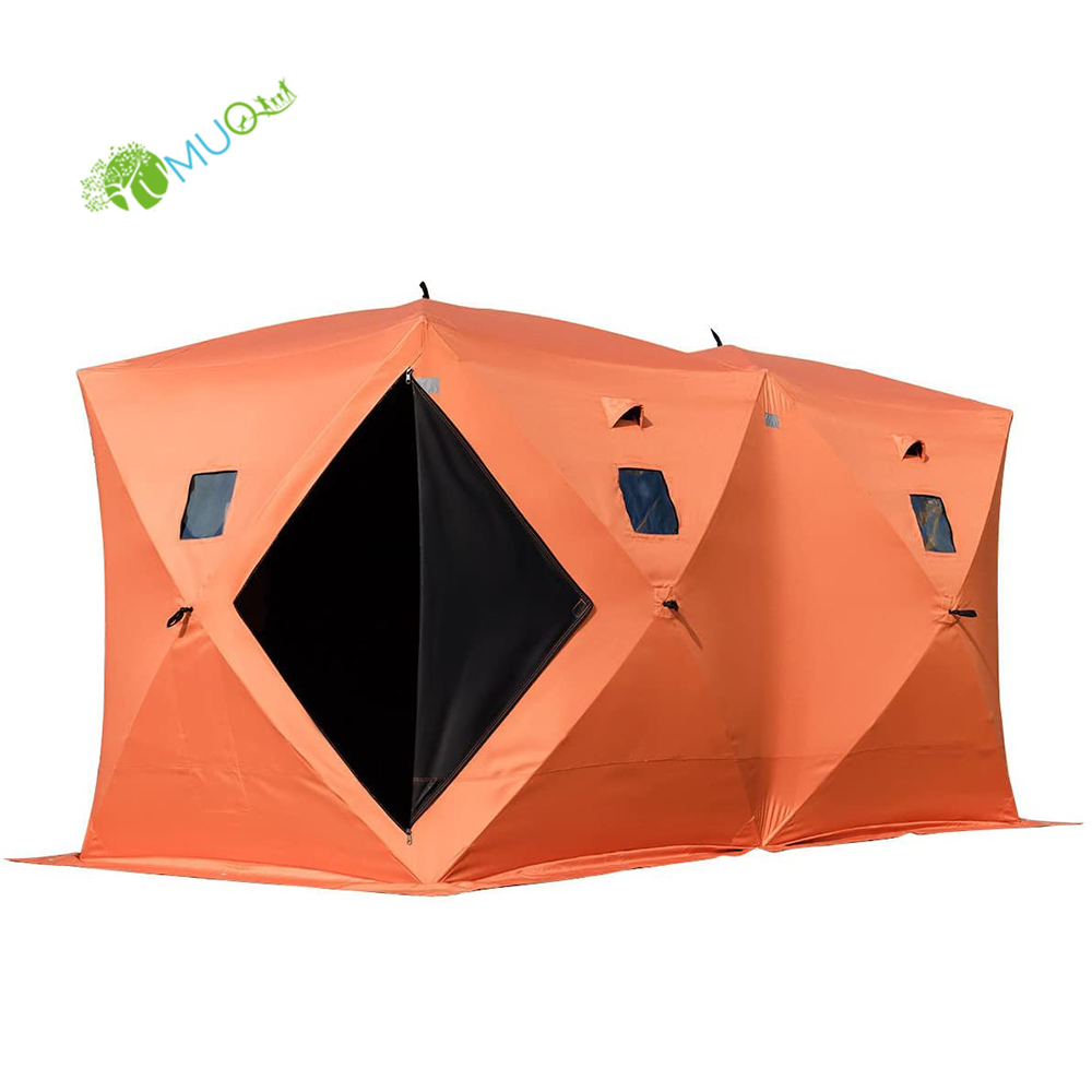 YumuQ 5.9' x 11.8' x 6.8' 5-6 Person Waterproof Pop-up Ice Fishing Shelter Tent, Protable Winter Fishing Cube Tent For Outdoor