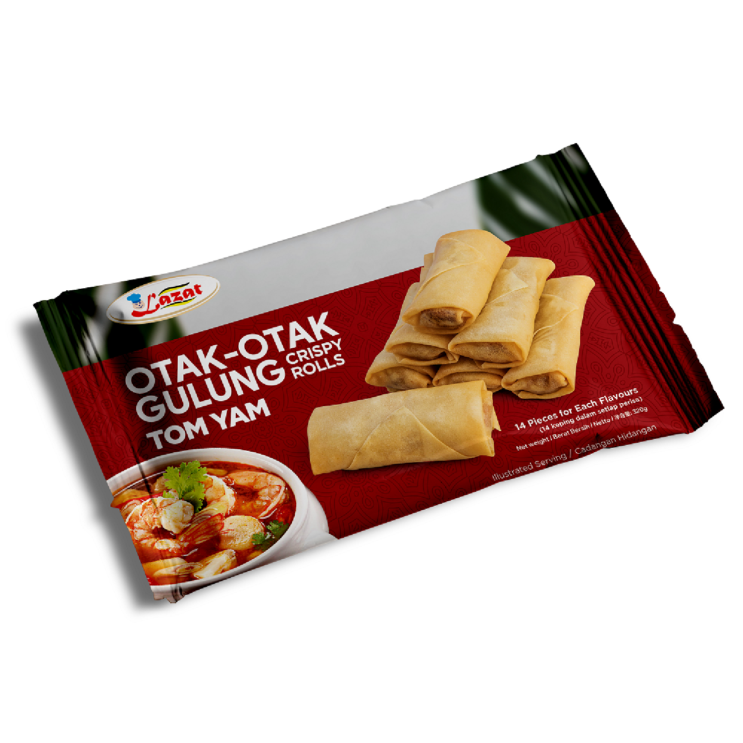 Готовые к приготовлению Otak- otak Gulung-хрустящие рулоны-Tom Yam 12 (275 г X 24 кв. М) из малайзии