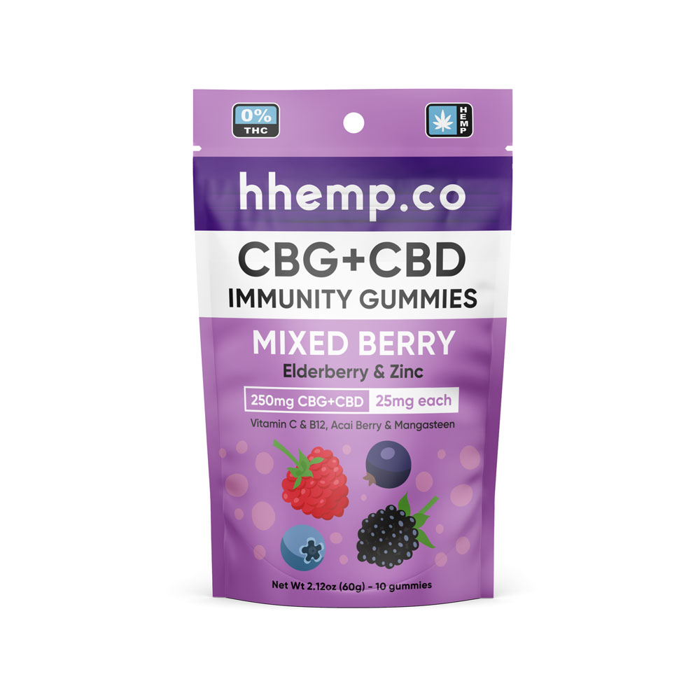 250mg CBD+CBD Mixed Berry Immunity Gummies POS Box Premium Quality Hemp Flowers CBD Gummies