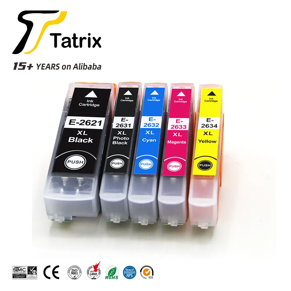 Tatrix C13T26214012 26XL T2621 T2631 T2632 T2633 T2634 Premium Color Compatible Ink Cartridge for Epson Premium XP-625