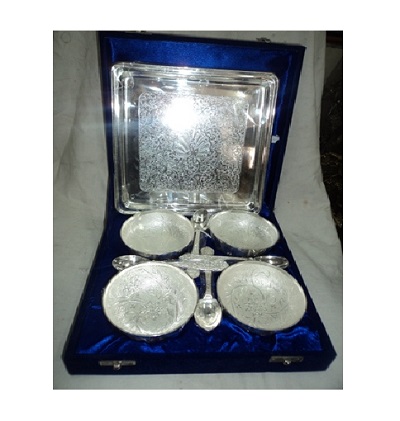 Silver Plated led free brass gift set