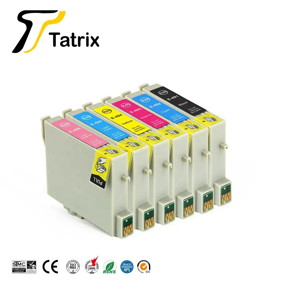 Tatrix T0491 T0492 T0493 T0494 T0495 T0496 Color Compatible Printer Ink Cartridge for Epson Stylus Photo R210 RX630