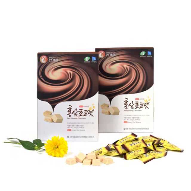Korean K-Ginseng Gyeonggido 6 Years Panax Red Ginseng(Hongshen) Root Extract Containing Premium Chocolate(250g Pack)