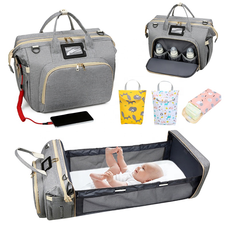 3 in 1 designer leather mummy diaper baby travel bag backpack nappy wet bag with changing mat station