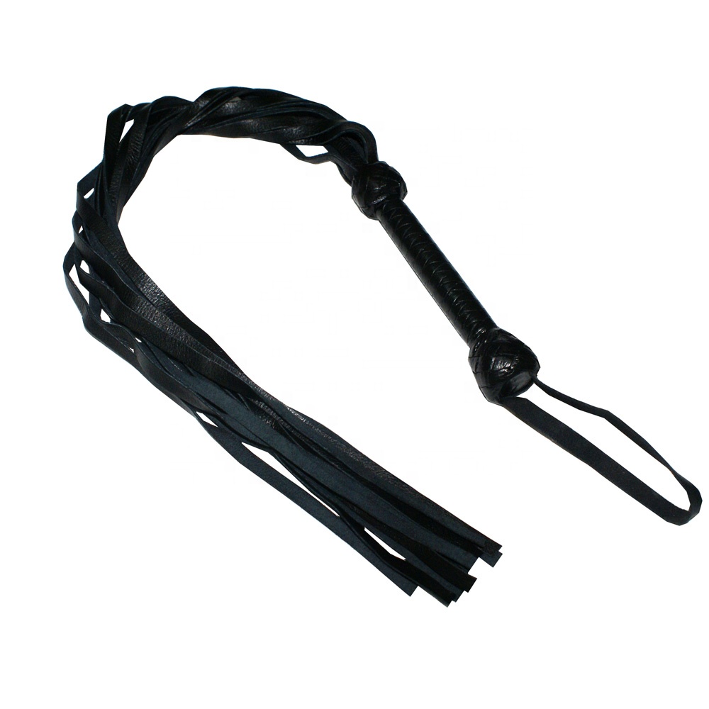 LEATHER FLOGGER BLACK RIDING WHIP HAND MADE BULLWHIPS BLACK