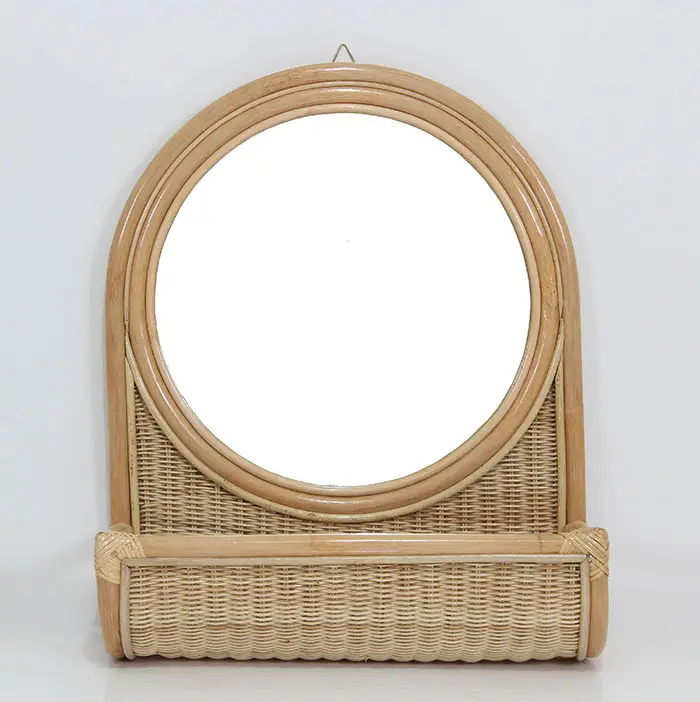Bade Wall Mirror from Natural Rattan Wicker