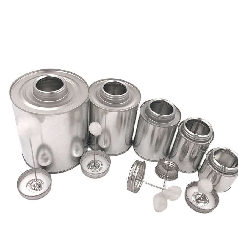 Pvc/upvc/cpvc 2oz-32oz Glue Tin Can Screw Top Small Metal Container Cans Tire Repair Adhesive Tin Can With Dauber Or Brush