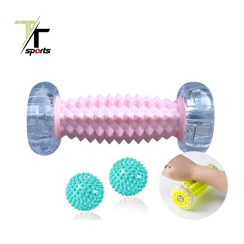 TTSPORTS Multi Colors TPR PVC Foot Multi Colors TPR PVC Foot Massage Ball Foot Roller 3-in-1 Set with Spiky Ball Massage Roller