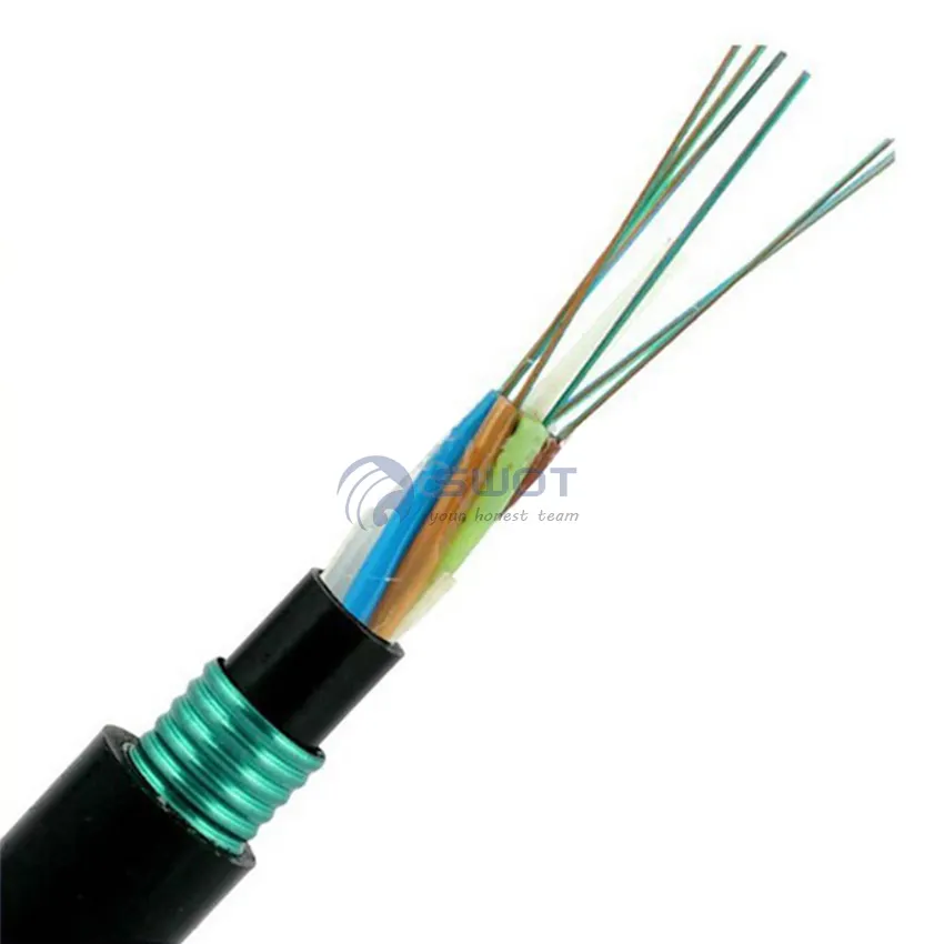 High quality underground duct buried g657a1 G652D FRP CMS filling compound double sheath 48 core fiber optic cable GYFTY53