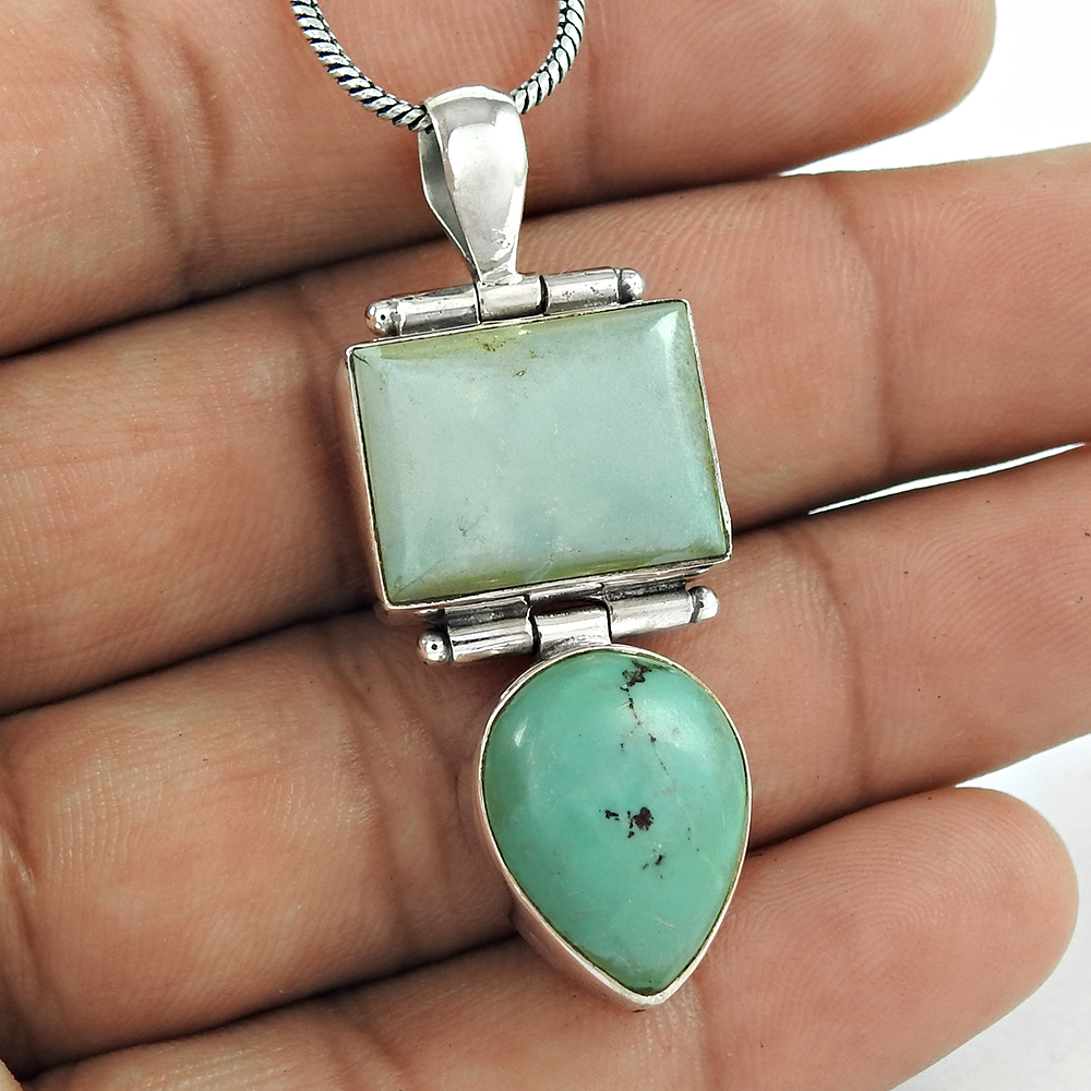 Sky blue turquoise pendant handmade fine jewelry 925 sterling silver gemstone pendant wholesale jewellery