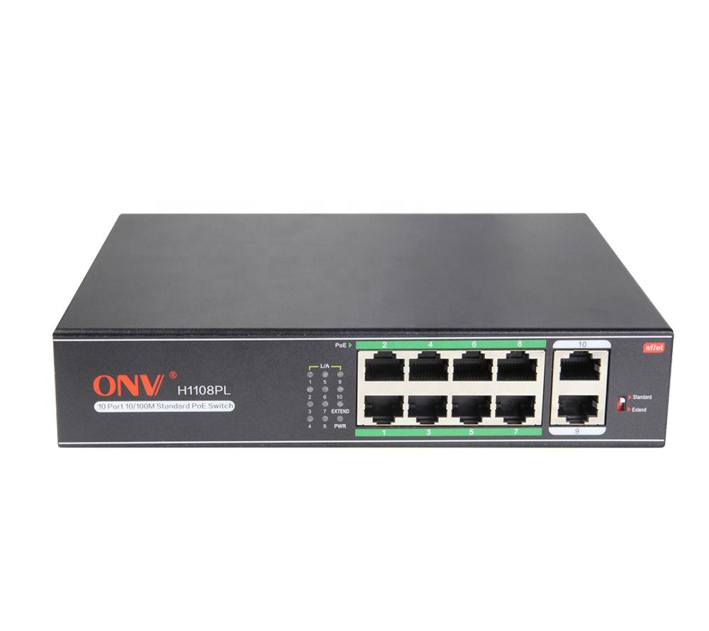 IEEE802.3af/на 8 портов 10/100 м Стандартный коммутатор питания через ethernet 250 м трансмиссия для IP камера