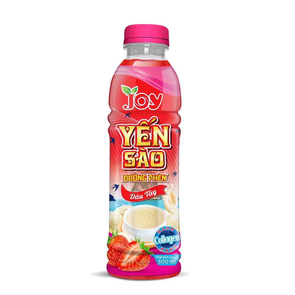 JOY Soft Drink 500ml Plastic Bottle Bird's Nest Fruit Juice Strawberry Juice with Rock Sugar Viet Nam Brand