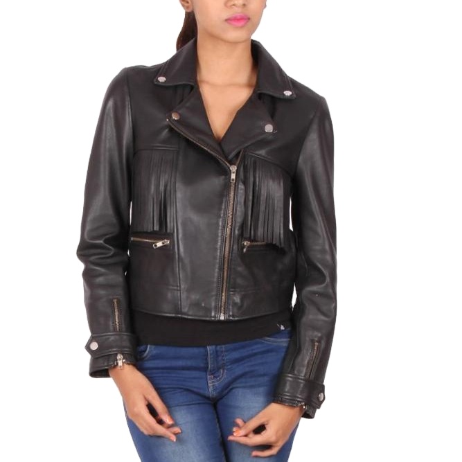 2019 High Quality Fashion Pure Leather Jacket for Women Females