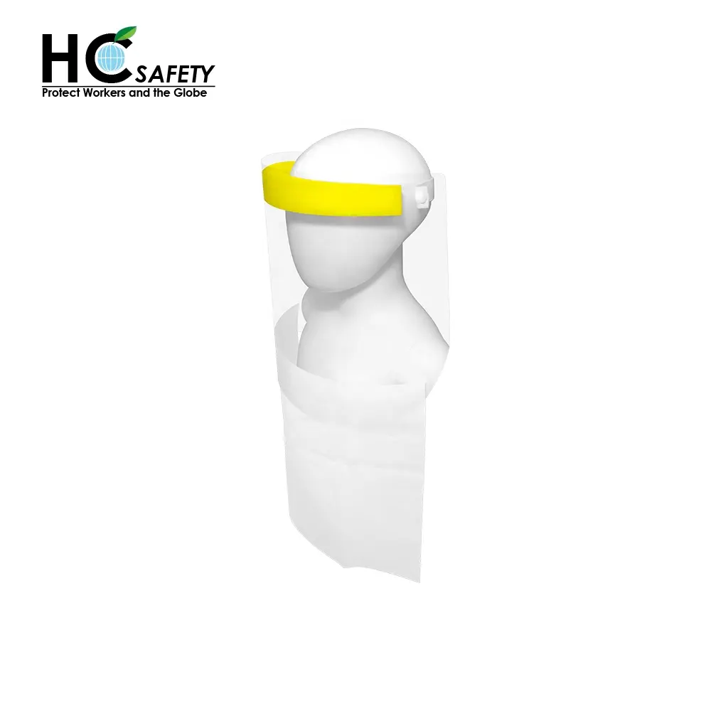 F08 Disposable Face Shield ANSI Z87.1 Anti Fog Clear Face Shield With Neck Protection Saliva Water Splash