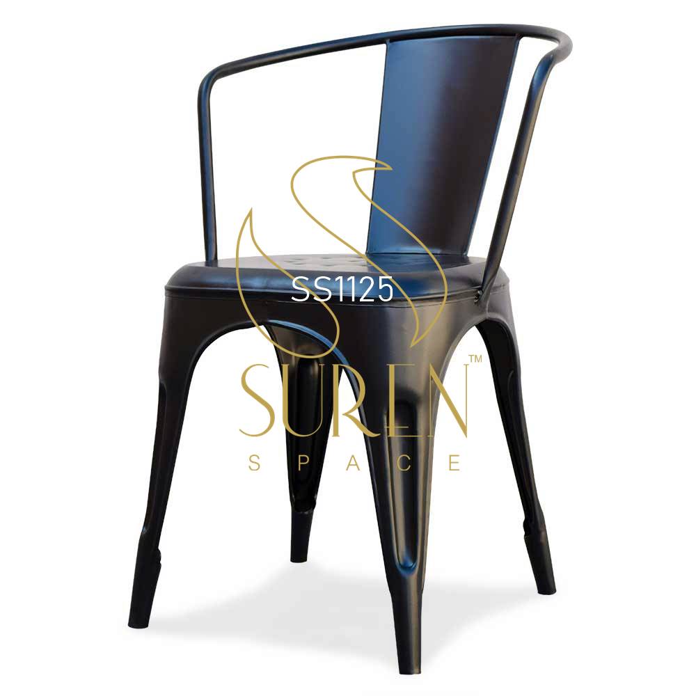 Industrial Metal Modern Stack able Canteen Food Court Chair Modern Industrial Cafe Bistro Metal Chair