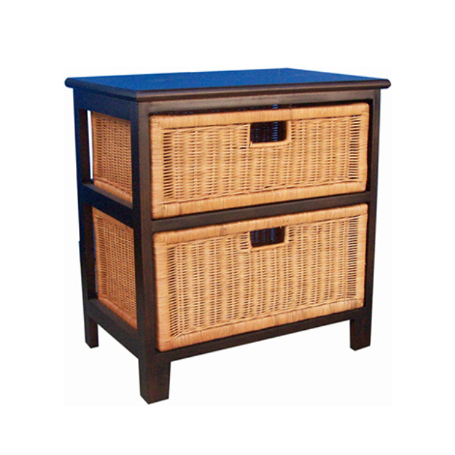 Wooden Wicker Chest Sierra 1 big + 1 smaller drawers