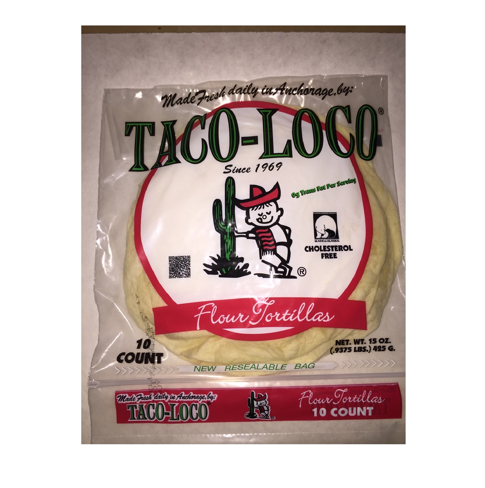 Taco Loco Medium 8" Flour Tortillas Model Number 7820311122