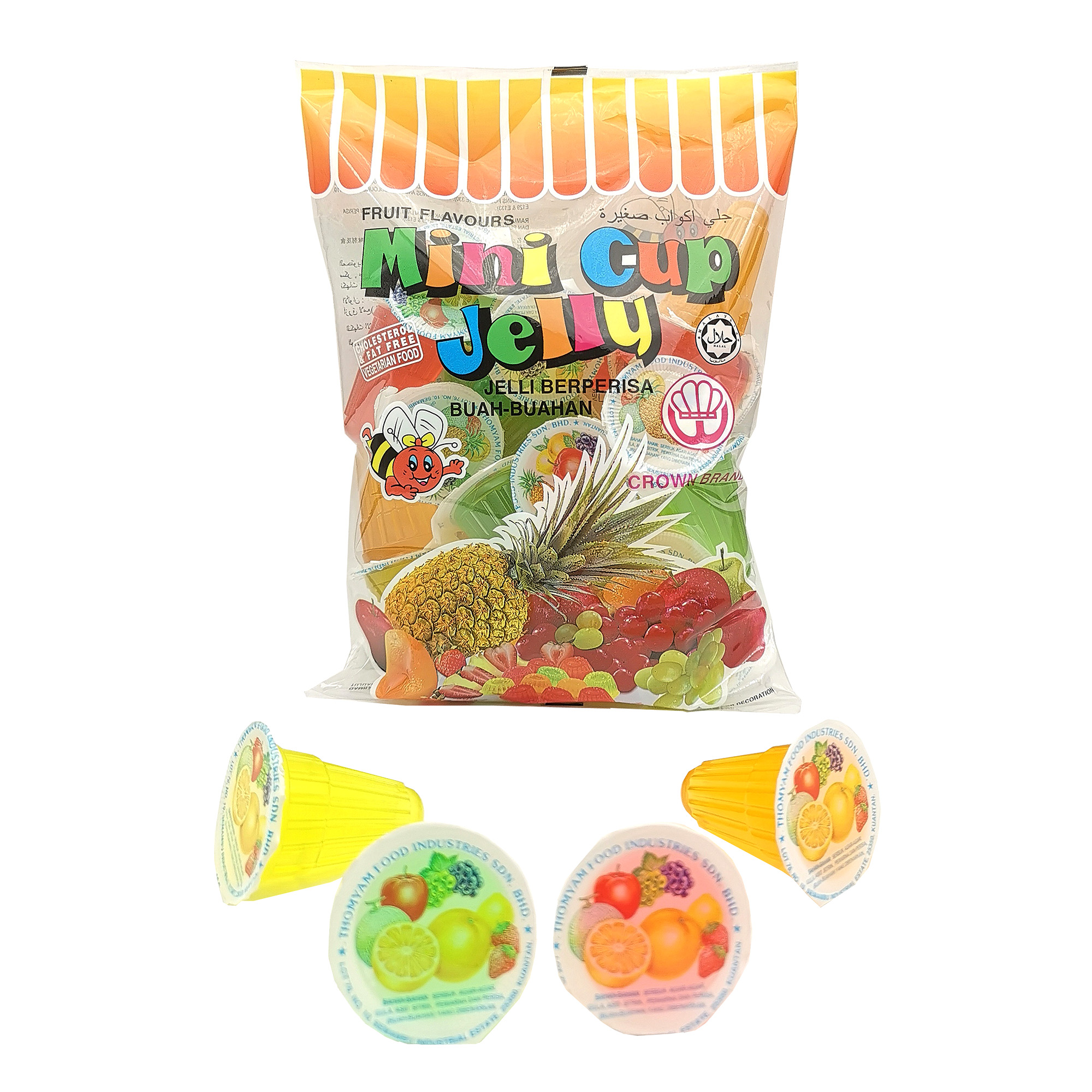 Multi-Colored and Multi-Flavored Crown Mini Cup Jelly 19g/Packet THOMYAM FOOD