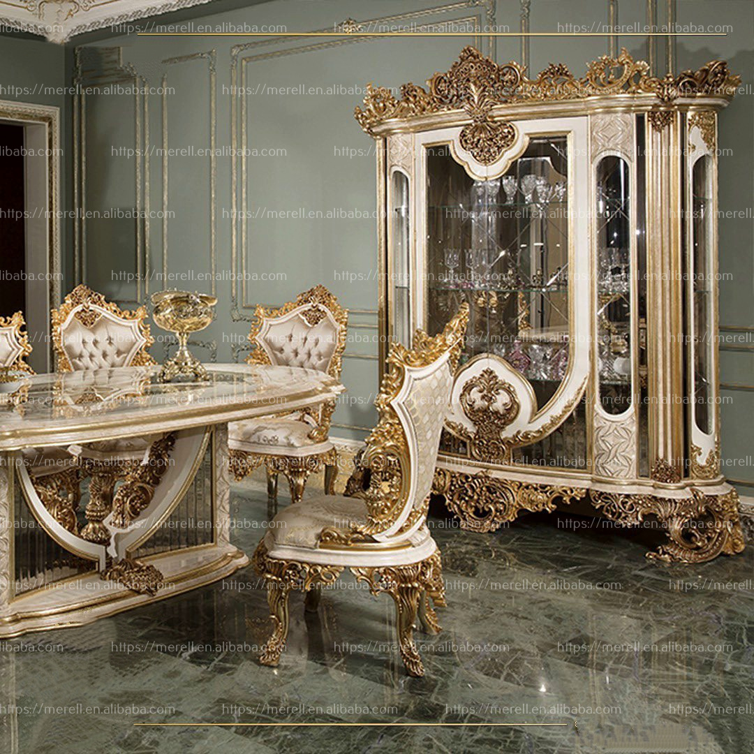 Premium quality China cabinet Baroque style Antique design display glass door wine cabinet