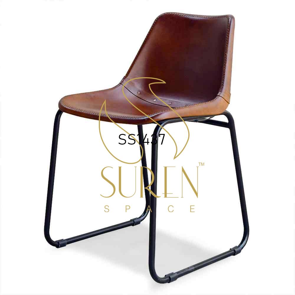 Leather Metal Comfortable Dining Chair Design Modern Design Industrial Shop Furniture Design