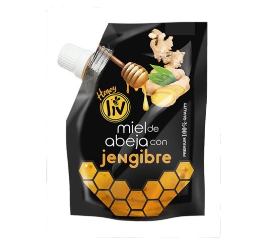 Pure Honey bee with Ginger 150 grs in practical pouch with an aseptic dosing valve