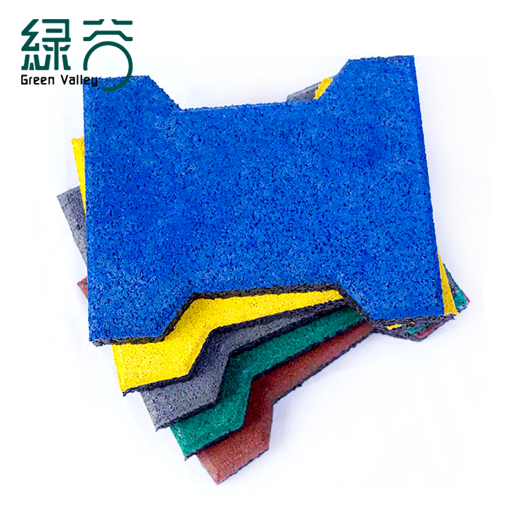 Colorful sidewalk interlocking mat rubber paver bone rubber flooring tiles