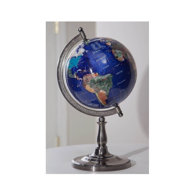 Aluminium Polished Fancy Blue World Globe