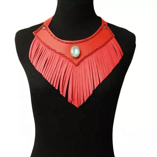 Embroidery Faux Leather Jewelry Necklace For Women Colorful Necklace For Party ware Wedding High Quality Necklace