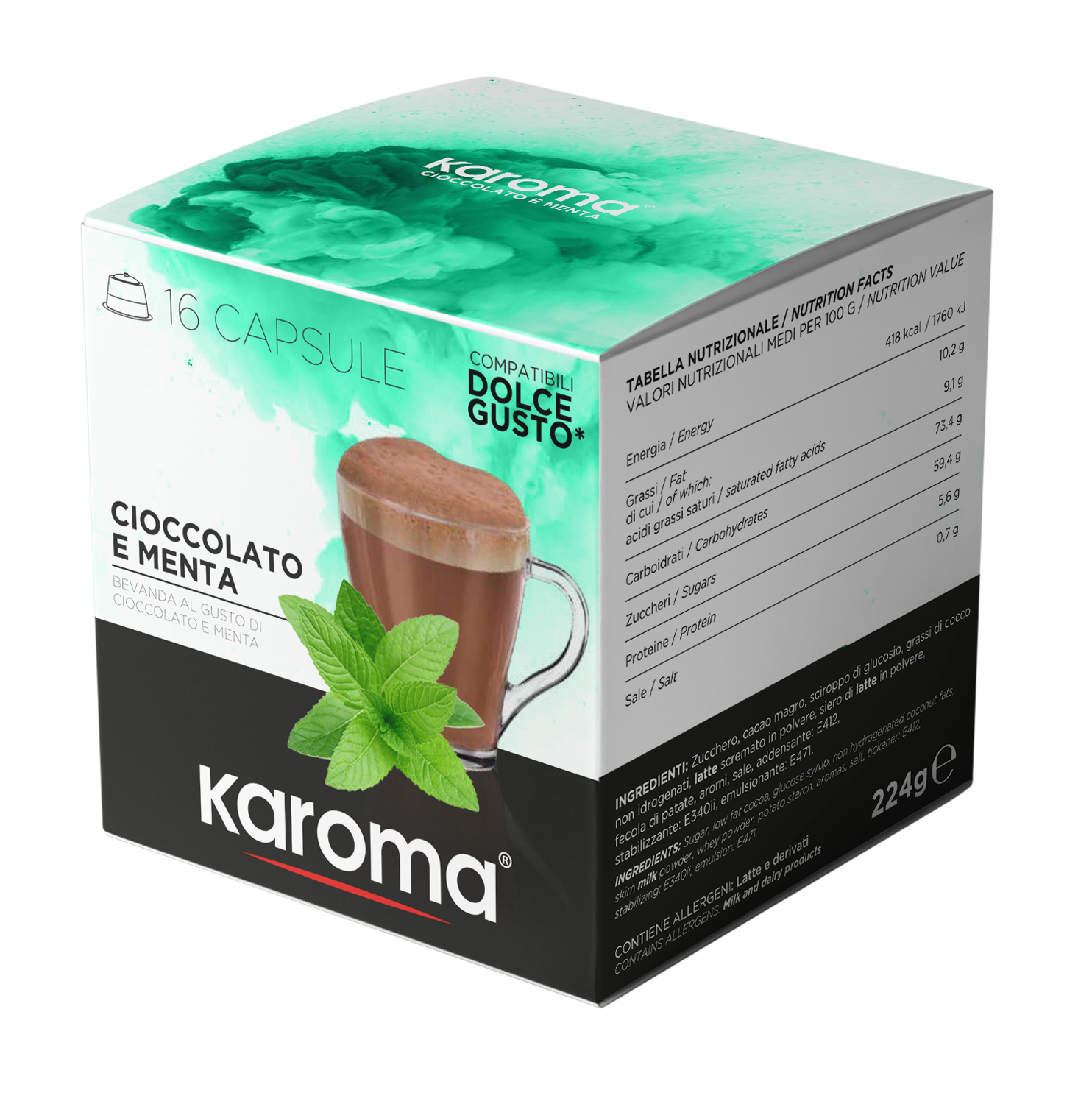 Капсулы Karoma DOLCE GUSTO, капсулы шоколада и мятного напитка, частная торговая марка (OEM)