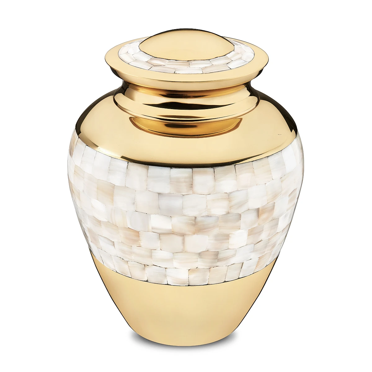 Mother of Pearl Funeral Adult Cremation Urns For Human Ashes Bulk Wholesale Discount Brass Metal