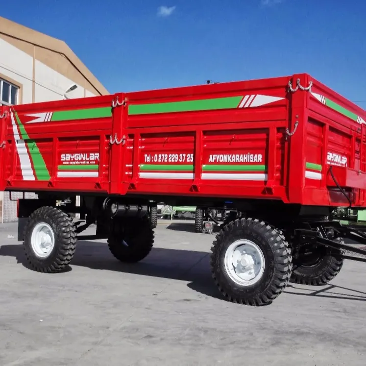Double Axle Rear or Side Tipping Trailer Mechanic Brake Agricultural Plant Trailer 5 Tones Dump Trailer
