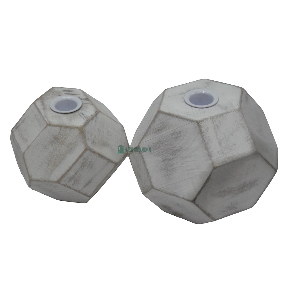 Fancy White Wooden Candle Holders - Mini Vintage Wooden Candle Stands - Antique Decorative Candle Holders - Handmade Wholesale