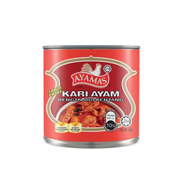 Горячая Распродажа, Малайзия, лучшее качество, куриный карри с картофелем 280 г, Экстра острый, сертифицированный Халяль, с рисовым хлебом