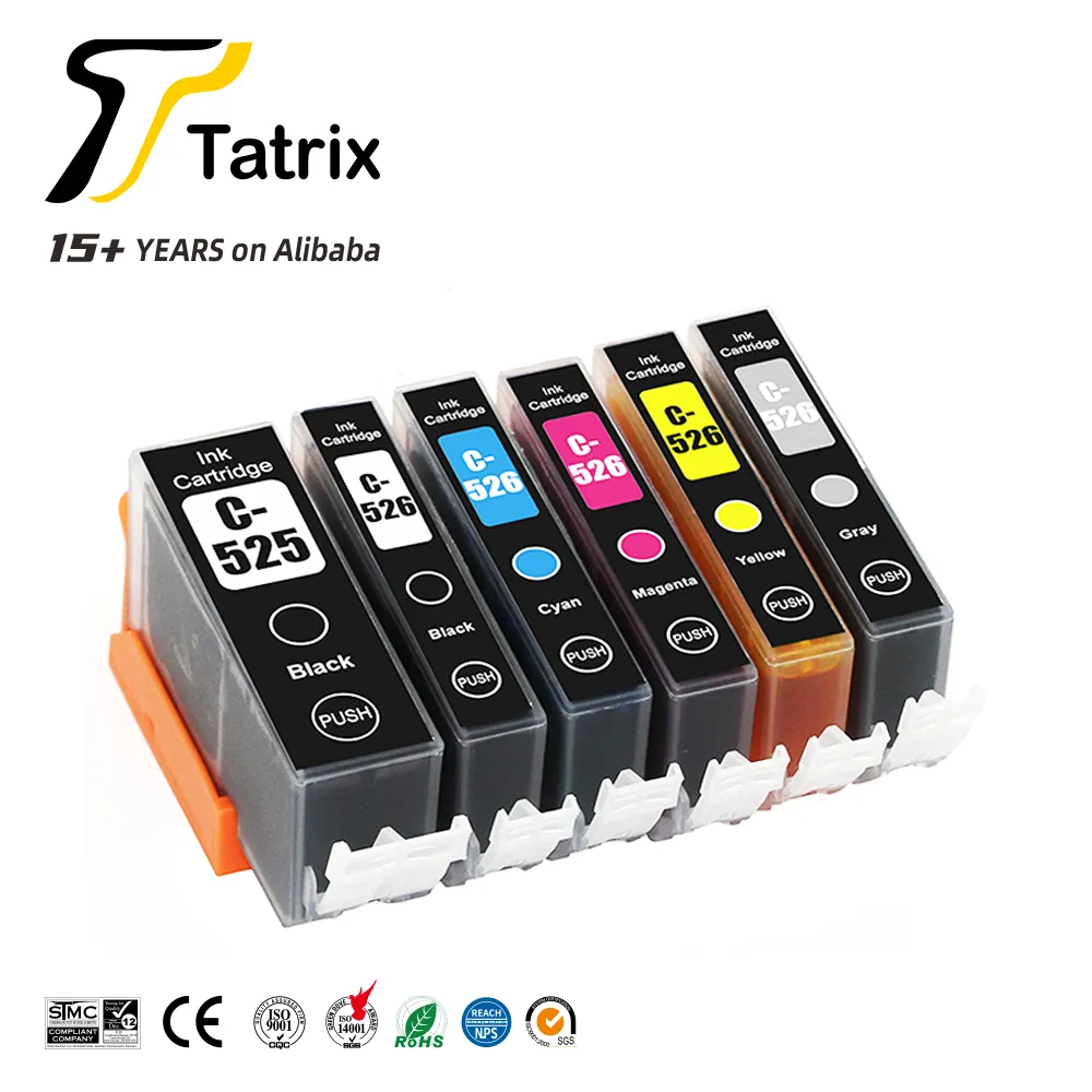 Tatrix PGI-525 PGI525 PGI 525 CLI-526 CLI526 CLI 526 Premium Color Compatible Printer Inkjet Ink Cartridge for Canon MG5350