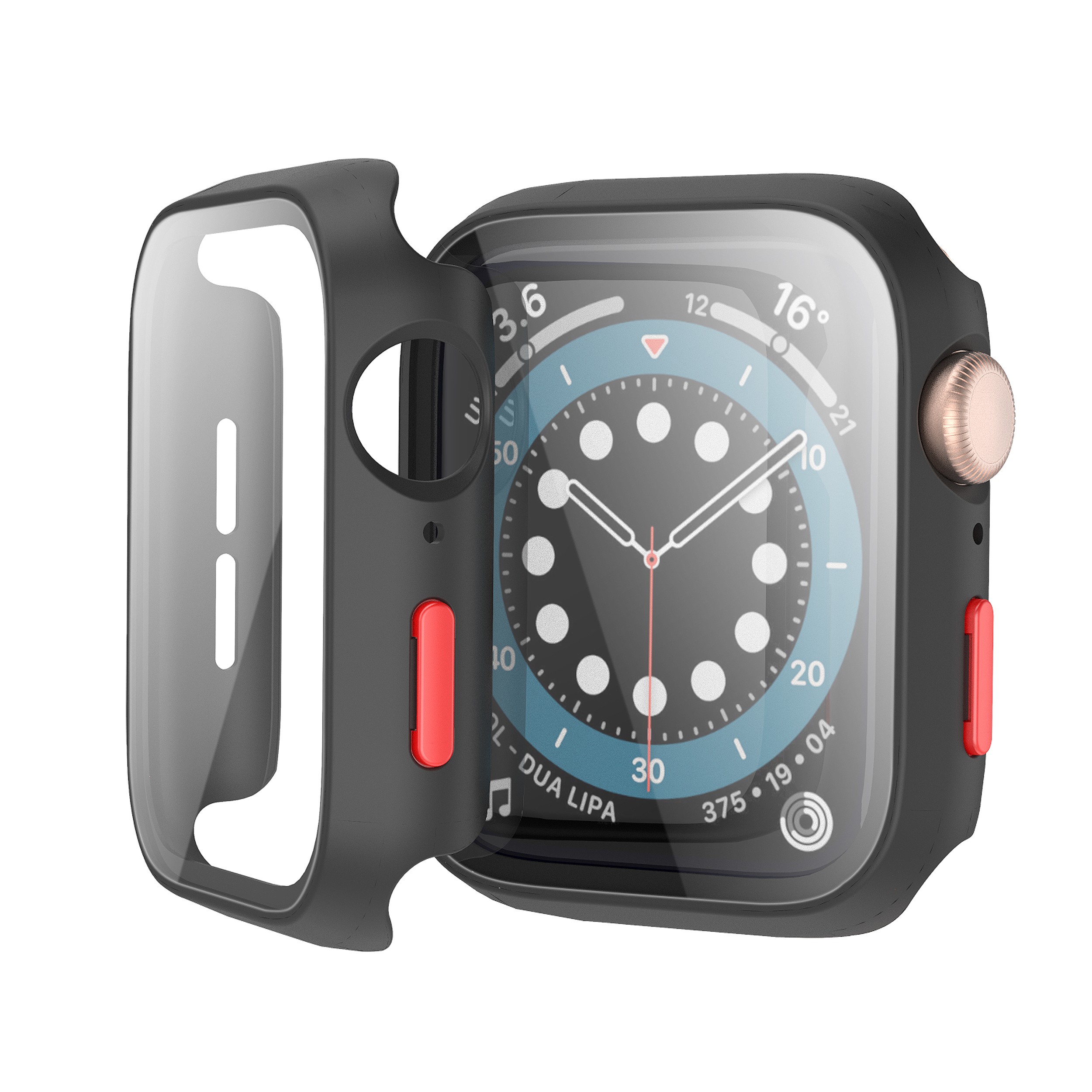 Tempered Glass Watch Case For 38/40/42/44mm Iwatch Transparency With Glitter apple Watch Case Cover