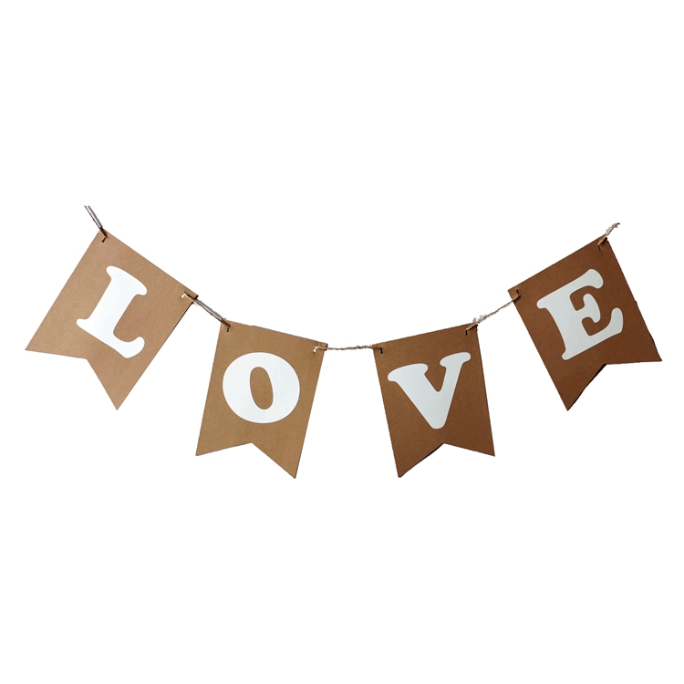 13*18cm Event Decorations Happy birthday banner LOVE Wedding Kraft Paper Bunting Party Photo Props For Birthday Party Decoration