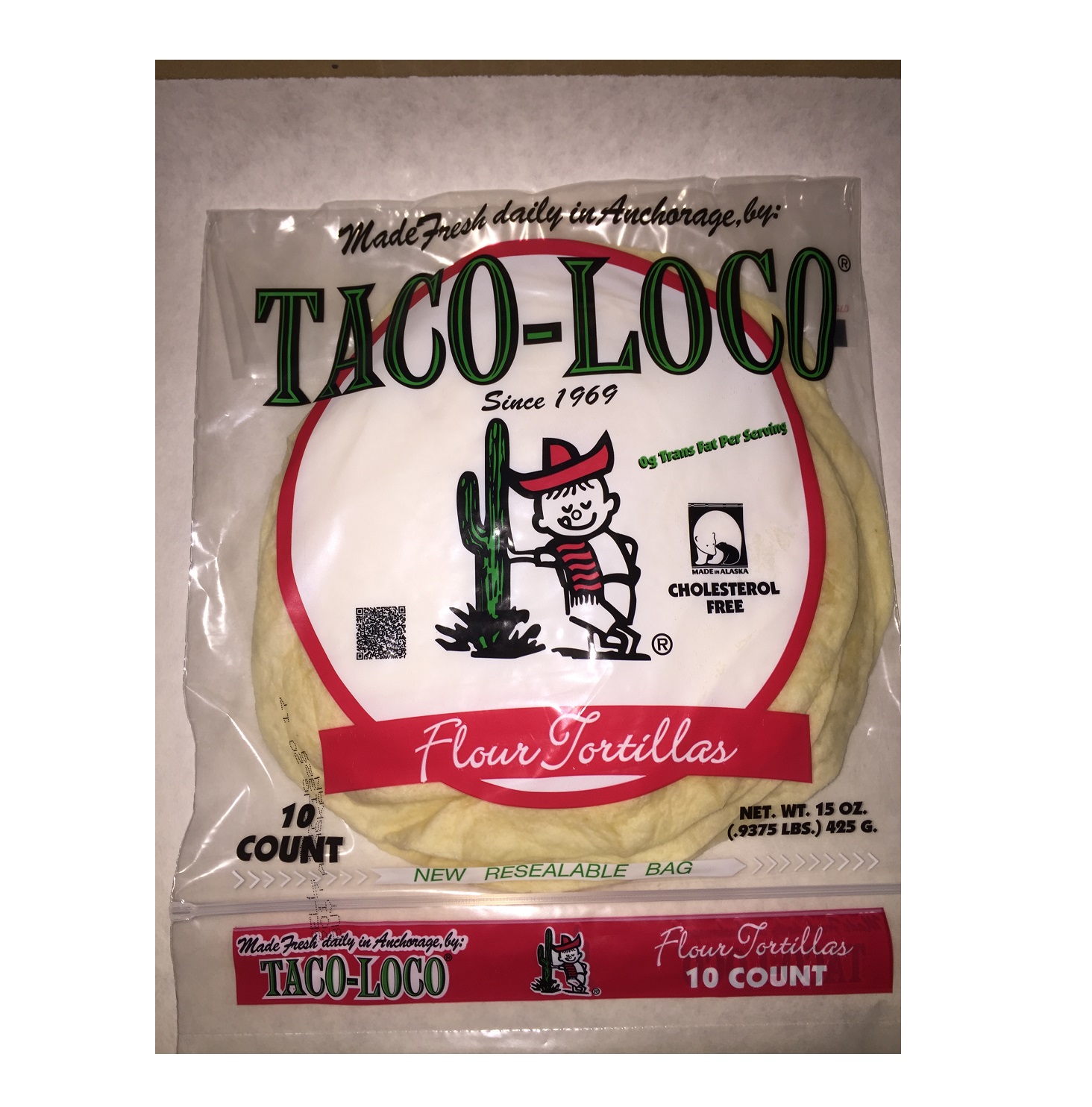 Taco Loco Medium 8" Flour Tortillas Model Number 7820311122