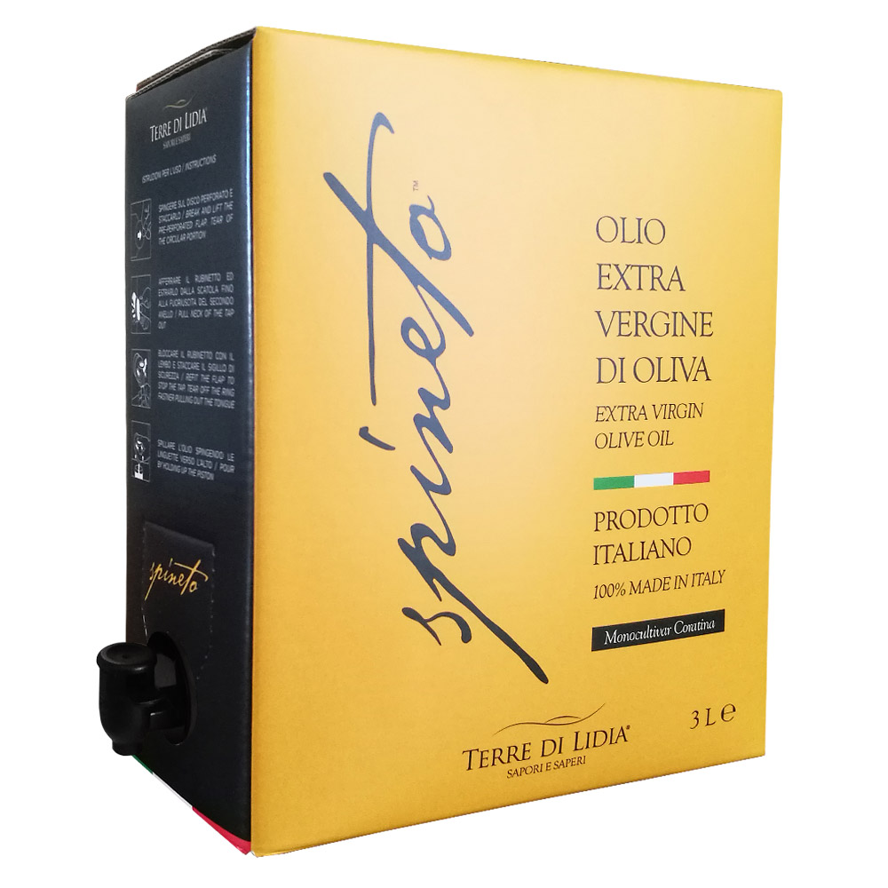 Best Price Italian Extra Virgin Olive Oil Spineto Terre di Lidia Cultivar Coratina Fast Delivery Bag in Box 3L