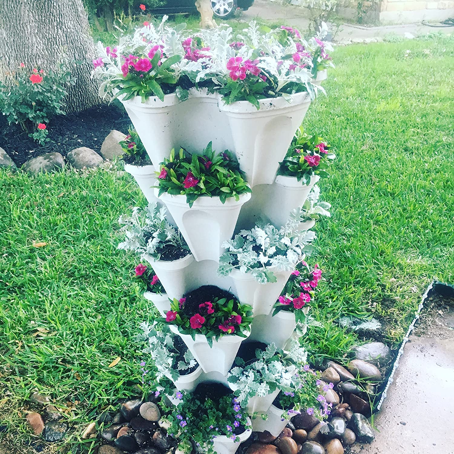 Stackable Strawberry, Herb, Flower, Vegetable Planter - Vertical Gardening Indoor/Outdoor Stacking Garden Pots