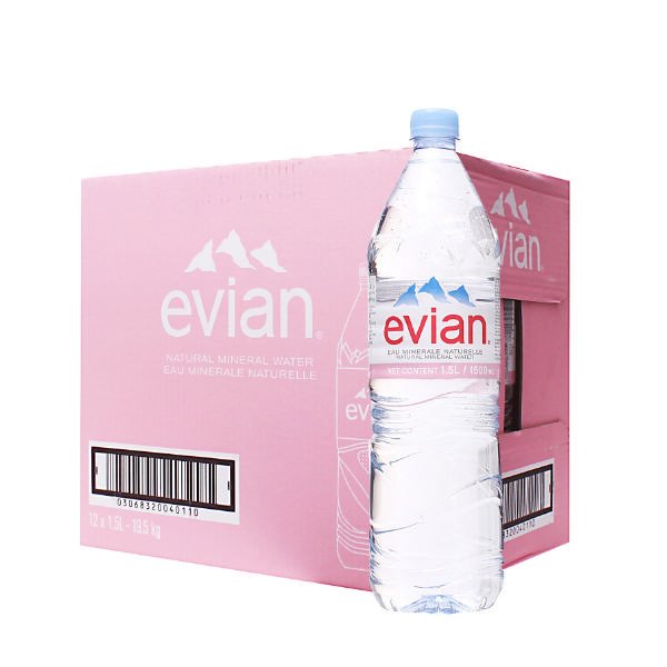 Минеральная вода Evian 33cl, 50cl & 1.5ltr