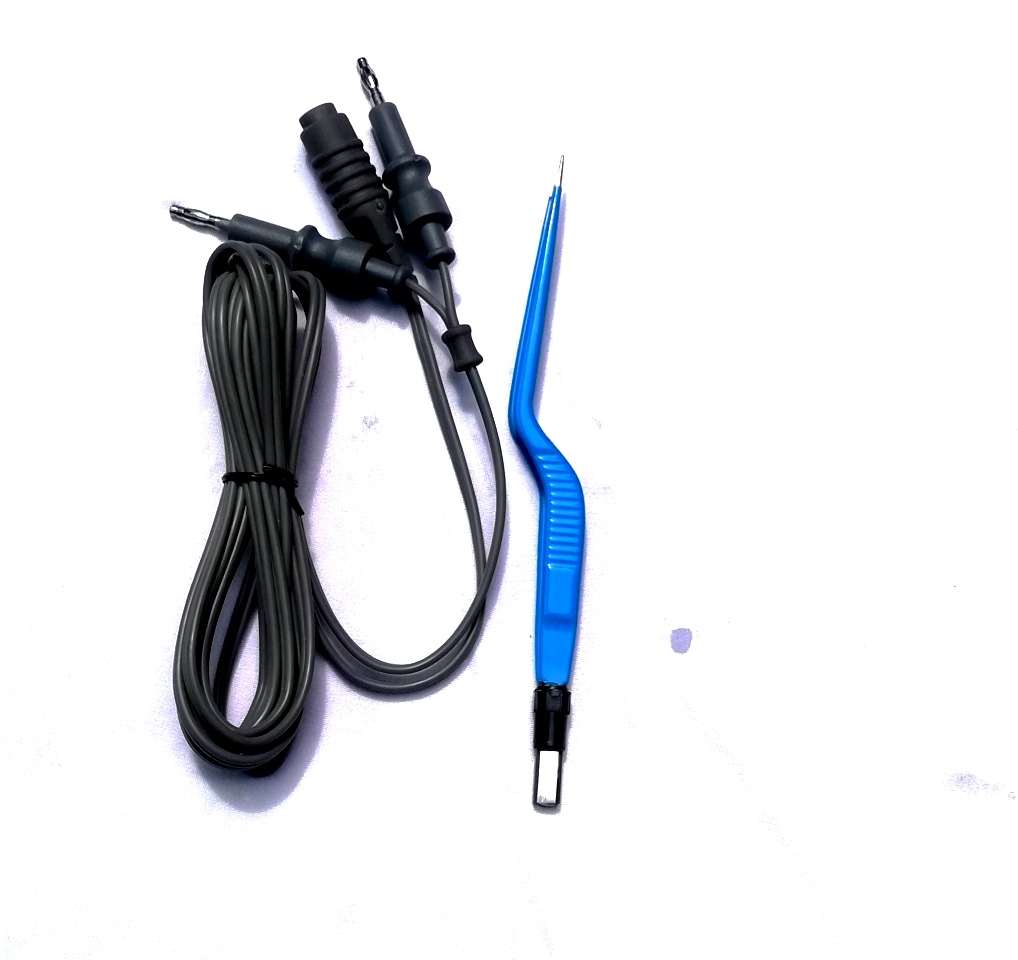 Bayonet Bipolar Forceps For Electro surgical Unit Or Diathermy With Cabel