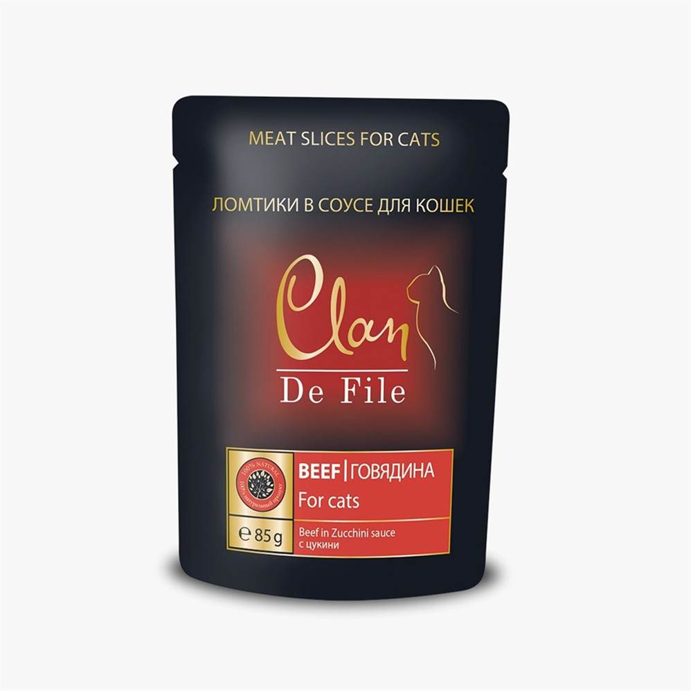 CLAN De File complete food for cats with beef and zucchini