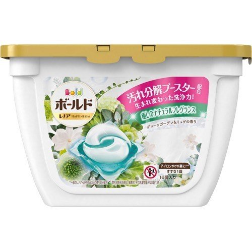 Bold Laundry Detergent Gel Ball Detox Laundry Water Green Garden & Muguet Main Unit 16 Pieces Fabric Softener Included
