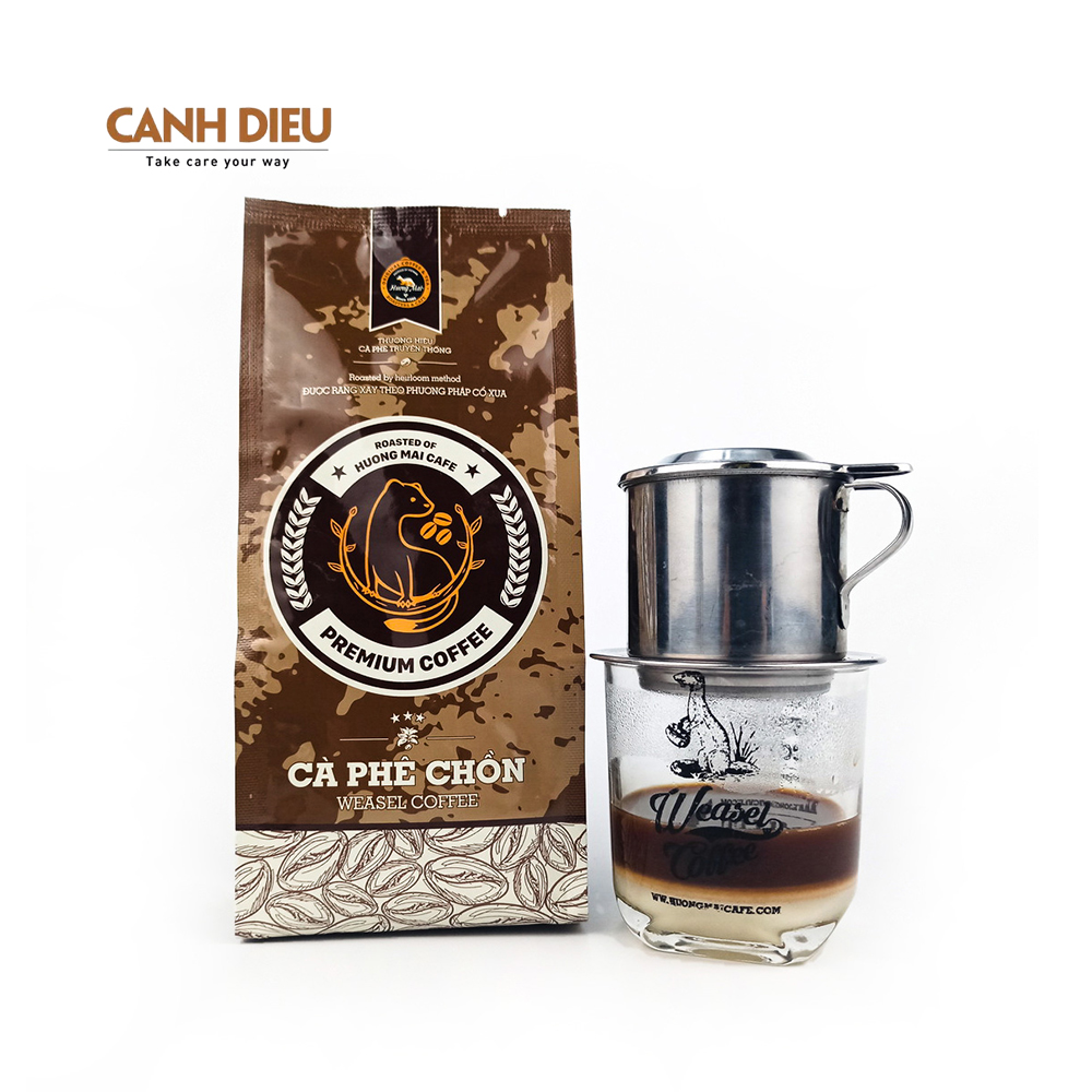 Best Selling Traditional Vietnamese Ground/ Beans Weasel Coffee 250g Per Bag Huong Mai Cafe Brand