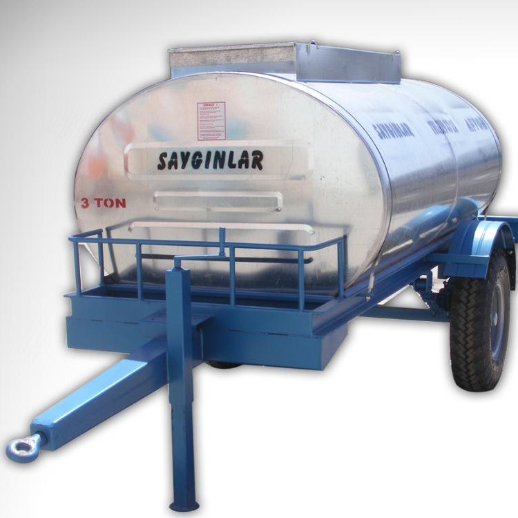 3 Tones Water Carriage Trailer Galvanized Single Axle Tractor Mounted