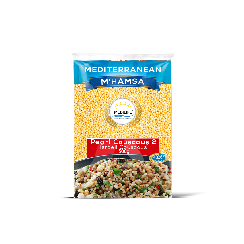 High quality M'hammas Bag 500g. ISO Certified M'hammas Couscous.Thin Grain Israeli couscous. Healthy Israeli Couscous.