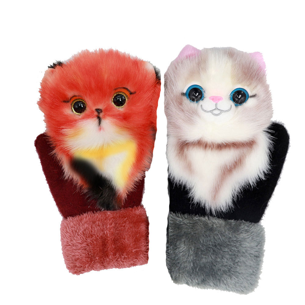 HAND-KNITTED ANIMAL MITTENS