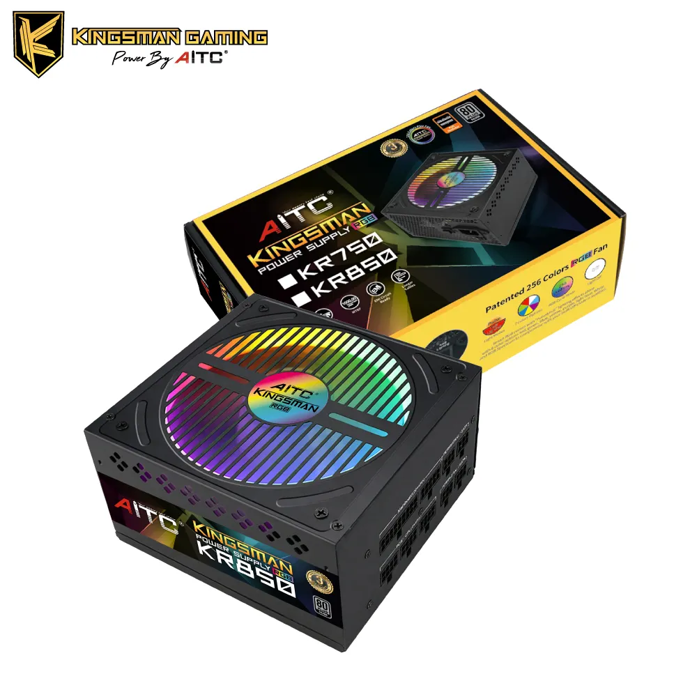 Высококачественный полностью модульный блок питания RGB с вентилятором 850 Вт 80 + серебряный блок питания для ПК